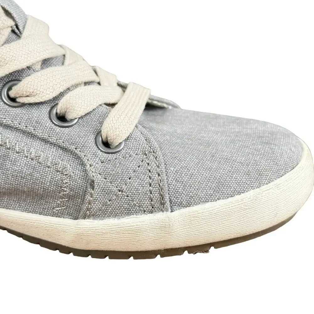 Taos Star Gray Lace Up Sneakers Canvas Shoes Casual Comfort Neutral sz 6.5